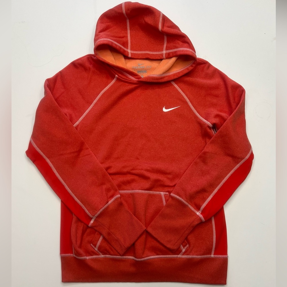 Nike Therma-Fit Medium Red Orange Hoodie